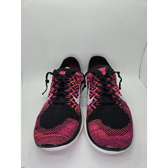 Nike Free 4.0 Flyknit Shoes Women's 7.5 Pink Black Running Athletic Gym Sneakers - Picture 2 of 7